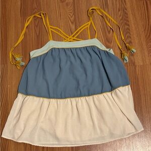 Loft Women’s Tank Tiered Colorblock Cami Tie Strap Size S